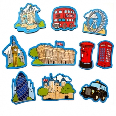 Set of 10 Cartoon London Souvenir Magnets