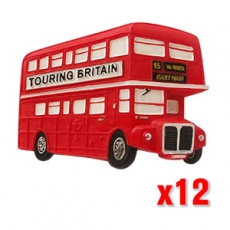 12x British Red Bus Magnets