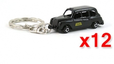 12x Die Cast Metal Taxi Keyrings