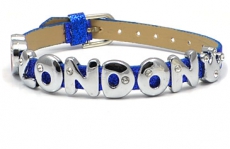 Blue Glitter Love London Rhinestone Letters Bracelet