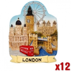 12x Resin London Souvenir Collage Magnets