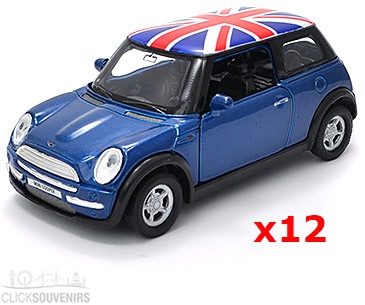 MINI COOPER STYLE CAR MINIATURE CLOCK COLLECTIBLE w/ UNION JACK