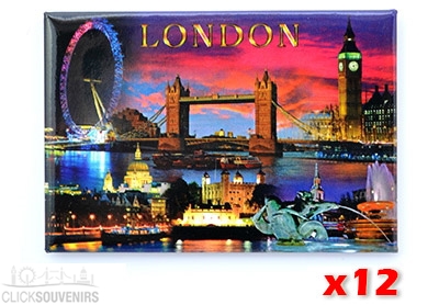 12x London City by Night Fridge Magnets