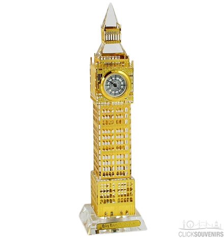 Crystal Big Ben Gold with a working Clock 81512 by Crystals Medium 17cm London Souvenir Crystal Big Ben Model 
