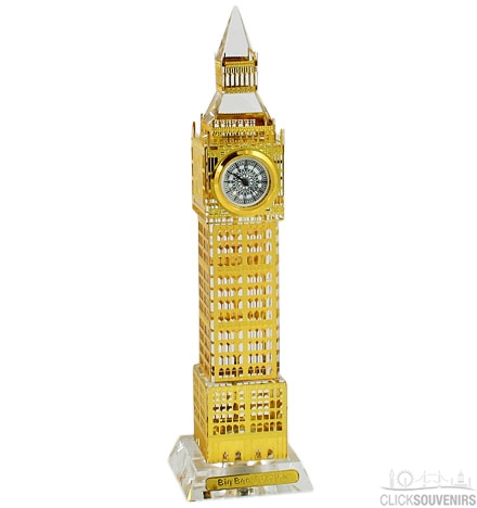 17cm Light Up Gold Plated Crystal Big Ben Clock
