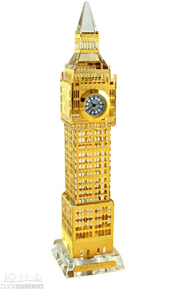 Small 13cm London Souvenir Crystal Big Ben Model Crystal Big Ben Gold Colour 