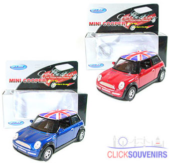 36x Blue & Red Union Jack Mini Cooper Model Car