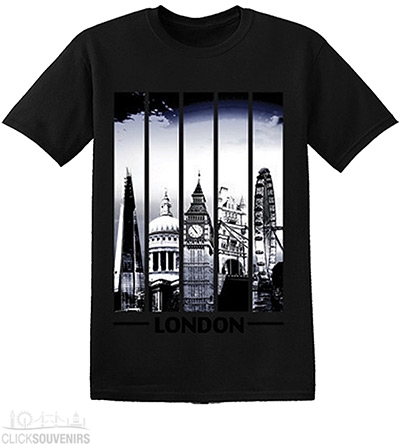 Black London Long Print T Shirt with the Shard