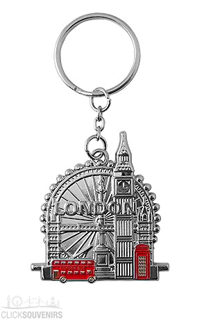 British Red Elements Metal London Keyring