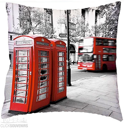 London Icons Big Ben London Eye Telephone Box Red Bus 16"x16" 40cm Cushion Cover