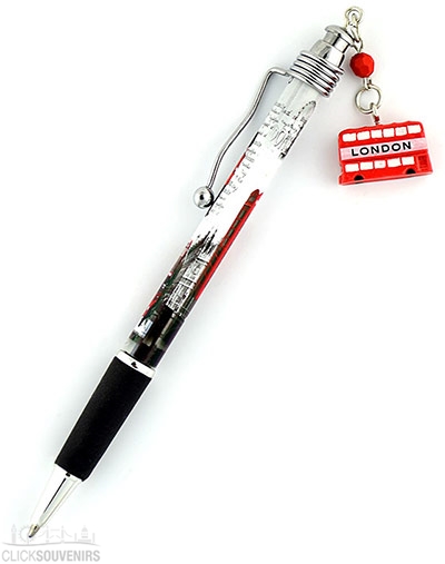 Contemporary London Ballpoint Pen with Red Bus Charm