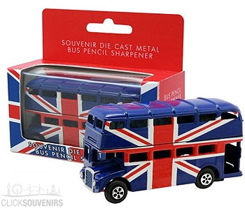 Die Cast Metal Union Jack Bus Pencil Sharpener