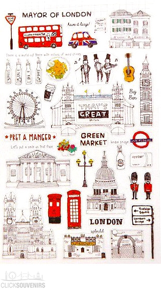 Funny London City Lifestyle PVC Sticker Gift Set