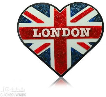 Glitter Heart Union Jack Fridge Magnet