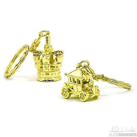 Gift Set Of Two Gold Metal London Keyrings