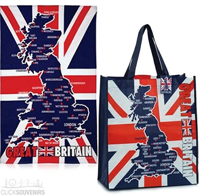Great Britain Map Bag and Tea Towel Gift Set