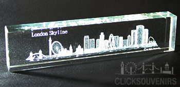 Large Laser Art Crystal London Skyline Paperweight