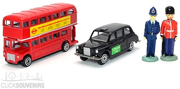 Diecast Metal Bus and Taxi Model Gift Set