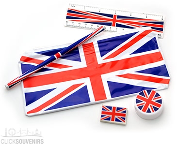 4 Union Jack Pencils GB Flagged Kid's School Writing England UK Souvenir Pack 