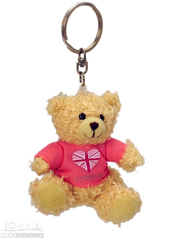 Pink Union Jack Teddy Bear T-Shirt Keyring