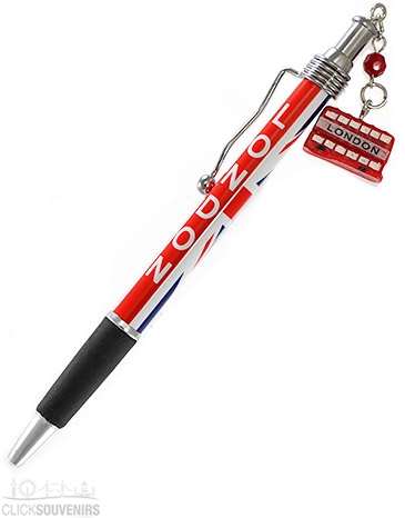Union Jack Ballpoint Pen with Red Bus Charm