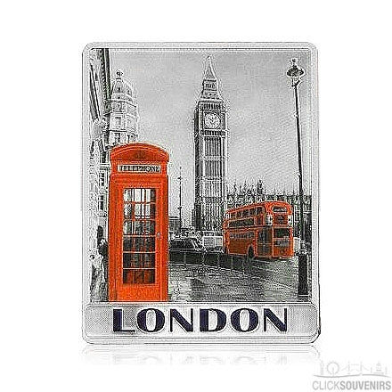 Big Ben, Red Bus and Phone Box Foil London Picture Magnet