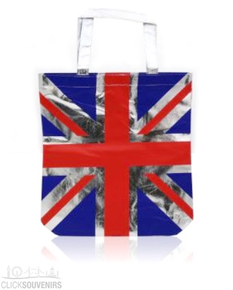 Metallic Silver Union Jack Shopping Bag