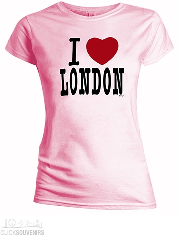 Ladies Skinny Fit Pink I LoveT Shirt