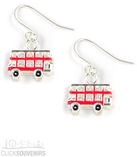 Red Enamel Bus Earrings
