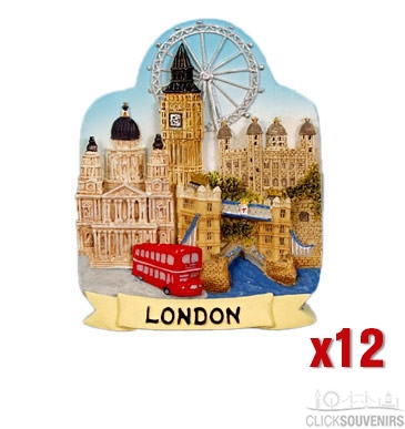 12x Resin London Souvenir Collage Magnets
