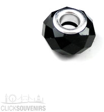 Silver & Black Crystal Faceted Bead For Charm Bracelet