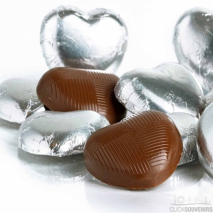 10x Silver Foiled Milk Chocolate Hearts