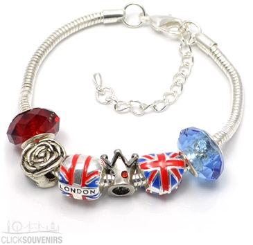 Silver Plated Union Jack Charm Bracelet