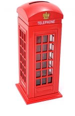 Diecast Metal British Telephone Box Money Box