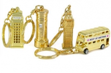 Set of 4 Gilt Keyrings