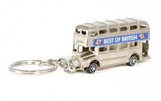Silver Metal Double Decker Bus Keyring