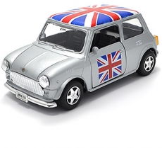 Pullback Silver Union Jack Mini Cooper Model Car