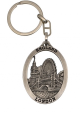 Silver Metal Keyring with Tower Bridge & Big Ben