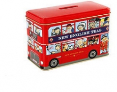 Tin Bus Money Box with 25 Teabags