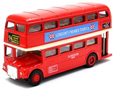 Pullback Die Cast Metal Red Double Decker Bus Model