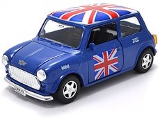 Pullback Blue Union Jack Mini Cooper Model Car
