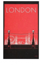 Red   Skyline Tea Towel