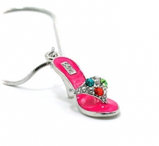 Pink Stiletto Shoe Pendant with Chain