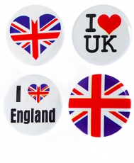 Gift Set of Four England UK Large Button Badges