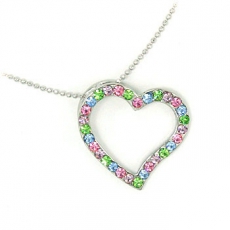 Large Crystal Love Heart Pendant with Chain