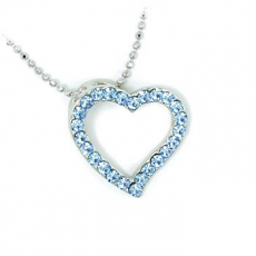 Blue Crystal Love Heart Pendant with Necklace