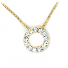 Gold Metal & Diamante Donut Pendant with Chain