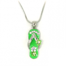 Green Flower Strap Sandal Pendant with Chain