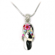 Flower Crystal Strap Sandal Pendant with Chain
