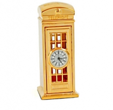 Gold Brass Telephone Box   Clock